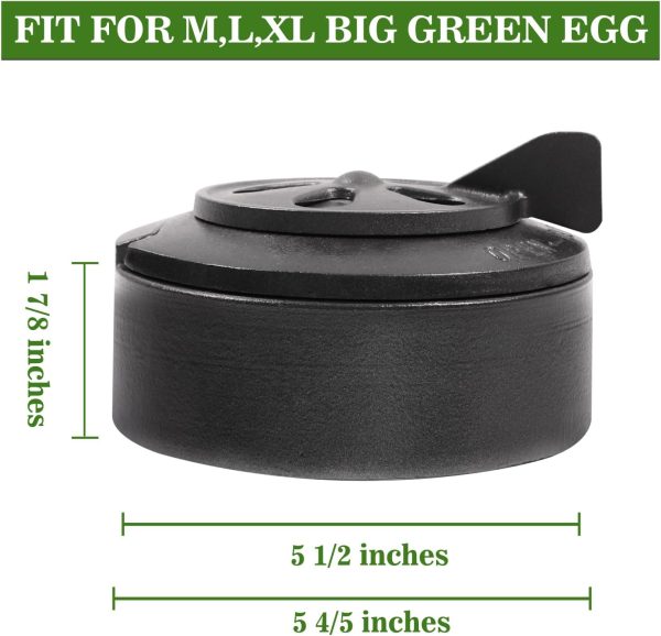 Cast Iron Chimney Cap for Large & Medium & XLarge Big Green Egg BGE Kamado Ceramic Charcoal Grills, rEGGulator Top Daisy Wheel Dual Function Metal Top Supply - Image 2
