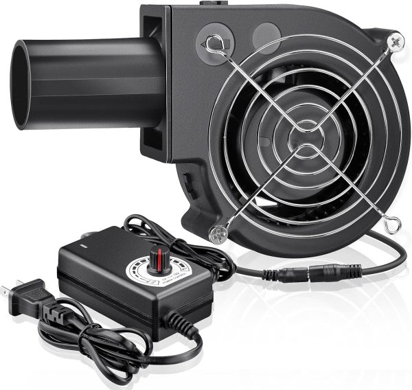 BBQ Blower Fan 12V & 120–240V AC Plug Variable Speed Controller Centrifugal for Fire Bellow, Fireplace, Camping Cooking, Wood Stove, Charcoal Starter Sale