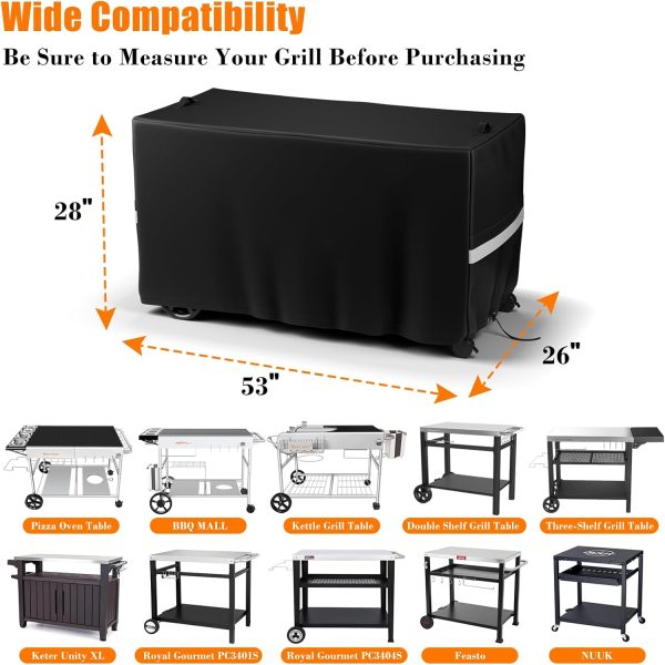 53 X 25 X 32 Inch Pizza Oven Cart Table Cover, Waterproof Patio BBQ Grill Cart Stand Cover for Keter Unity XL Portable Outdoor Table Supply - Image 2