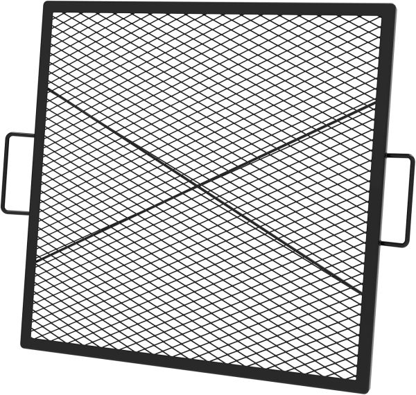 30-Inch Barbecue Square X-Marks Wood Fire Pit Cooking Grate, Outdoor Camping Firepit Accessories Discount