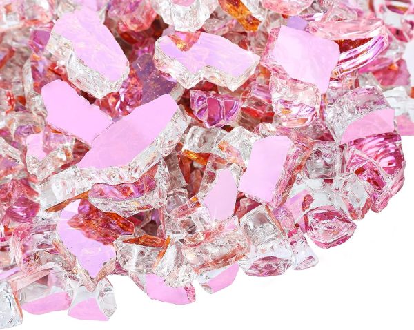10 Pounds 1 2 Inch Pink Tempered Fire Glass Rocks for Fire Pit for Gas Fireplace, Safe for Outdoors and Indoors Decoration Sale