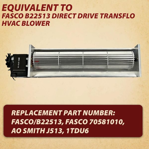 Direct Drive Free Air Output Transflo Blower B22513 for Fasco, with Sleeve Bearing, 2780rpm, 115V, 60Hz, 1.3amps, 215 CFM For Cheap - Image 4