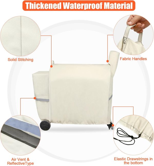 Grill Cover for Traeger Pro 34 780, Texas Elite 34, Eastwood 34 Series Pellet Grills, Z Grills 700 550 600, 600D Fade Resistant Full Length Cover Discount - Image 3