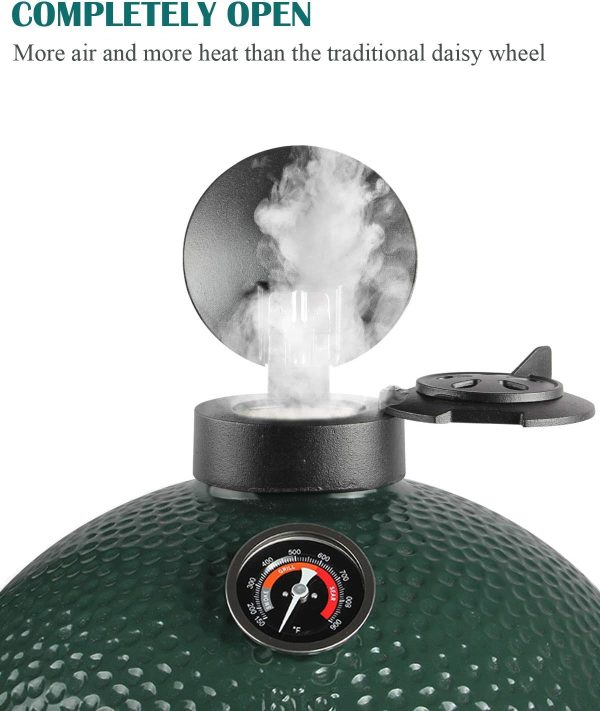 3 in 1 Cap for Medium Large XLarge Big Green Egg Kamdo Ceramic Grills, Must-have Big Green Egg Accessories Replacement with Daisy Wheel And Rain Cap Fashion - Image 4