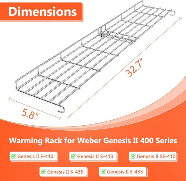 Heat Deflector + Warming Rack for Weber Genesis II, II LX 4 Burner Grills, E410, E435, S410, E440, S440 Gas Grills For Cheap - Image 3