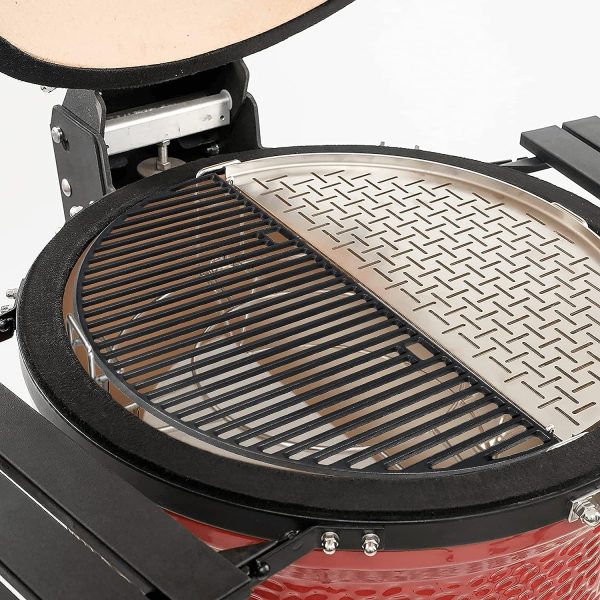 Half Moon Cast Iron Grill Grate fits Kamado Joe Big Joe 24 Inch, Weber Summit Kamado E6 S6 Charcoal Grills, BGE, etc Online Hot Sale - Image 2
