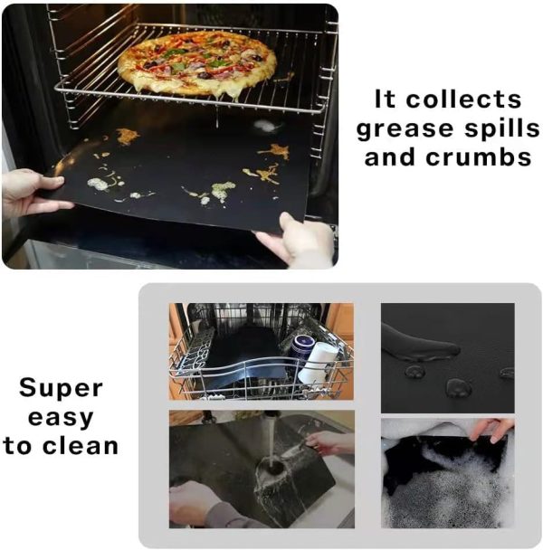 Oven Liners for Bottom of Oven for Emeril Lagasse 26 QT Extra Large Air Fryer, 4 PCS Non-Stick Baking Mat Teflon Mats Oven Liner for Electric Gas Oven Fashion - Image 2