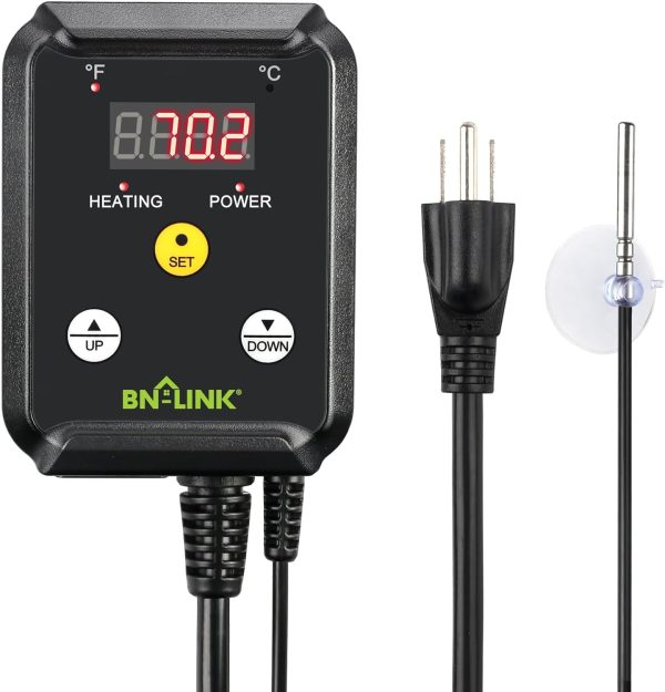 Digital Heat Mat Thermostat Controller for Seed Germination, Reptiles and Brewing Breeding Incubation Greenhouse, 40-108°F, 8.3A 1000W ETL Listed Online now