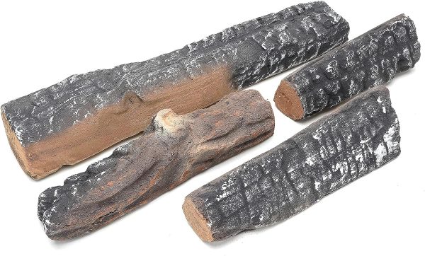 4Pcs Small Birch Ceramic Wood Logs & Accessories for All Types of Gas Fire Pits Inserts, Ventless & Vented, Propane, Gel, Ethanol, Outdoor Fireplaces For Sale