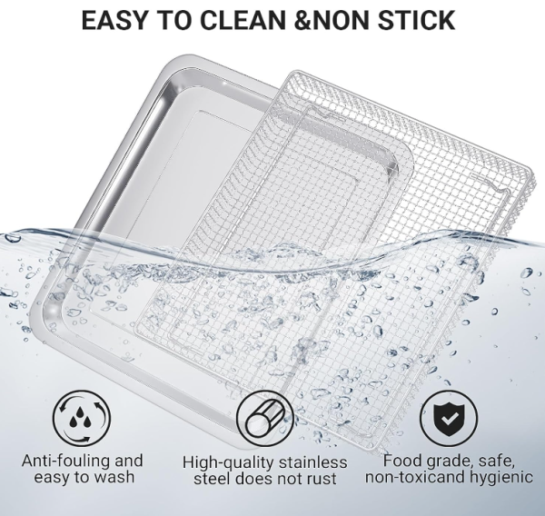 Stainless Steel Baking Tray Pan and Air Fryer Basket for Cuisinart Airfryer TOA-060 and TOA-065 For Discount - Image 3