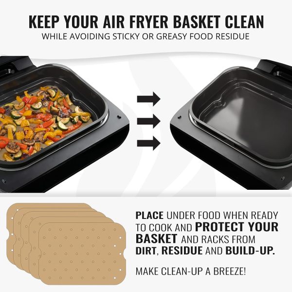 Unbleached Parchment Paper Liners for Ninja Foodi XL Smart FG551, BG500A 6-in-1 4 Quart Indoor Air Fryer Grill Online now - Image 3