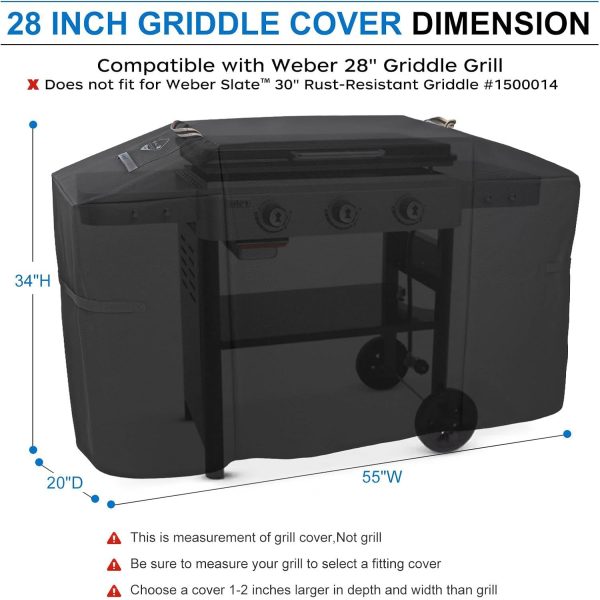 7771 Griddle Grill Cover fits for Weber 28 inch Series Griddle Station Grills, BBQ Grill Premium Cover Accessories For Cheap - Image 4