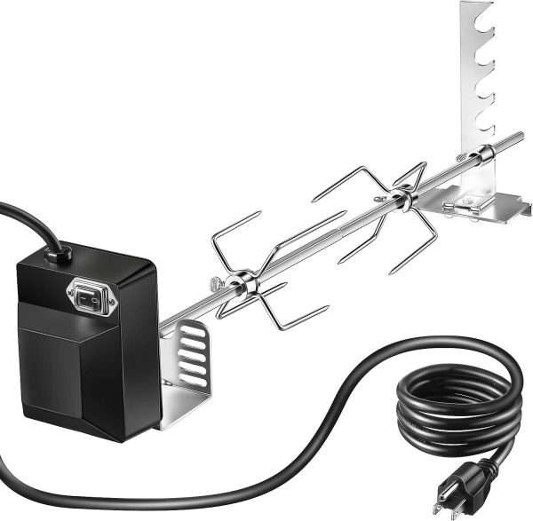 Universal Rotisserie Grill Kit for Most Grills, with 120V 4W Motor, 28  Spit Rod, 2 x 4 Forks, Complete Holders and Fixing Screws For Cheap