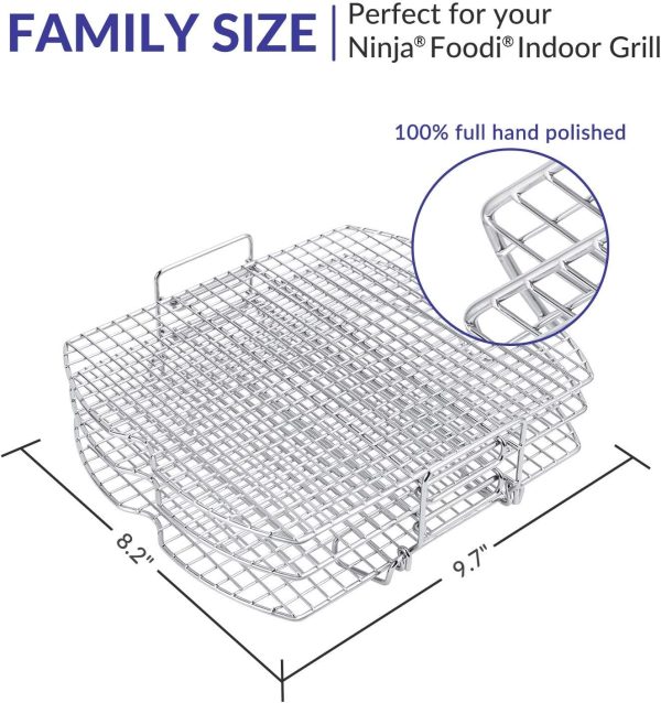 Dehydrator Rack Stainless Steel Stand Fits for Ninja Foodi AG300, AG300C, AG301, AG301C, AG302, AG400, IG301A Grills For Discount - Image 2