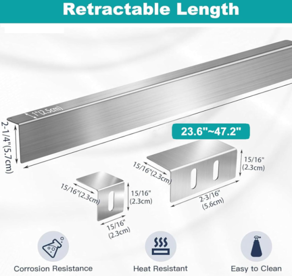23.6 ~47.2  Stove Gap Filler, Slide-in Range Rear Filler Kit-Stainless Steel Backsplash for Stove, Range Gap Filler, Stove Trim Kit, Oven Gap Filler Online - Image 2