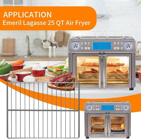 Air Fryer Wire Rack for Emeril Lagasse Emeril Lagasse Dual Zone 360 Air Fryer Oven 25 QT, 14 x11.5  Stainless Steel Air Fryer Roasting Steamer Racks Online now - Image 2