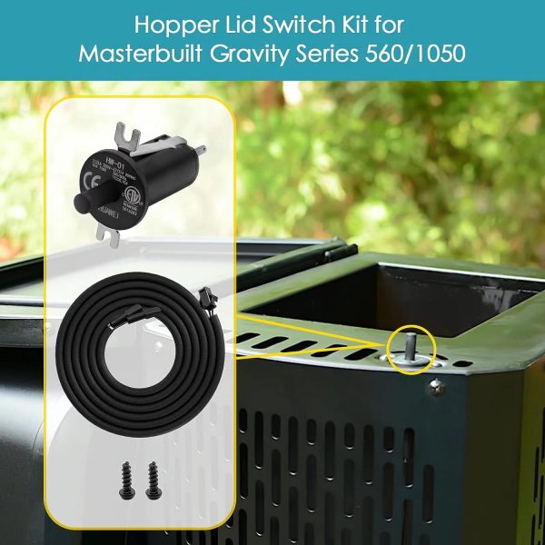 Hopper Lid and Wire Door Switch Kit for Masterbuilt Gravity 560, 800, 1050 XL Series Digital Charcoal Grill + Smokers Supply - Image 4