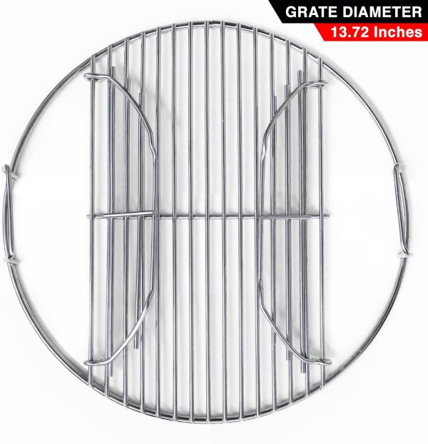 Stainless Steel Cooking Grate for Weber 14  Smokey Joe Charcoal Grills, With Handles and Hinges Supply - Image 3