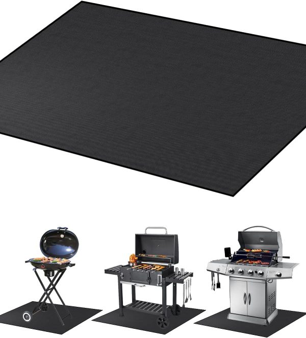 BBQ Grill Floor & Under Mat, 60×42 inch, Deck Patio Protector Mat, Indoor Fireplace, Fire Pit Mats, Fire & Resistant, Oil Proof, Easy to Clean Online Sale
