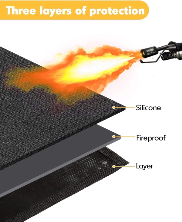 BBQ Floor Under Grill Mat, 48×36 inch, for Indoor Fireplace Mats Fire Pit Mats, Fire & Water Resistant, Oil Proof, Easy to Clean, Deck Protectorf Hot on Sale - Image 3