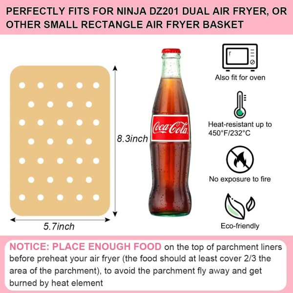 100Pcs Parchment Disposable Paper Liner for Ninja Foodi DZ201 Dual Air Fryer Online Sale - Image 2
