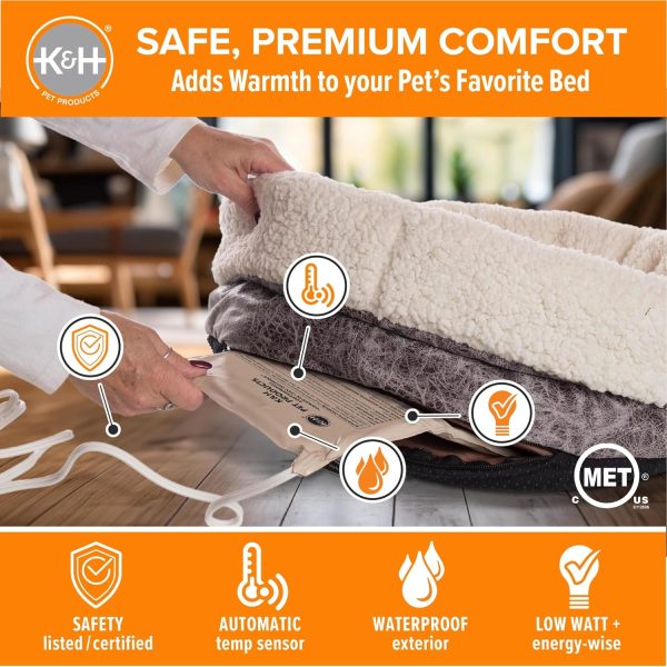 Heated Pet Bed Warmer for Indoor Dog and Cat Beds, Waterproof Pet Heating Pad Insert for Cat Bed and Dog Bed, Tan Small Online Hot Sale - Image 5