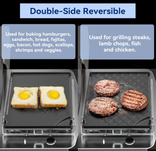Universal Cast Iron Side Burner Griddle, Flat Top Griddle Pan with Removable Rack, Raised Lip Edges, for Most Gas Grills, 14.5  x 10  on Sale - Image 3