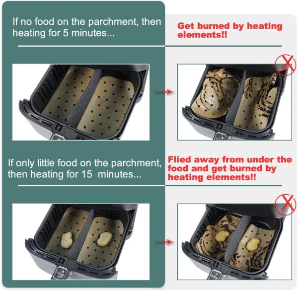 100Pcs Parchment Disposable Paper Liner for Ninja Foodi DZ201 Dual Air Fryer Online Sale - Image 3