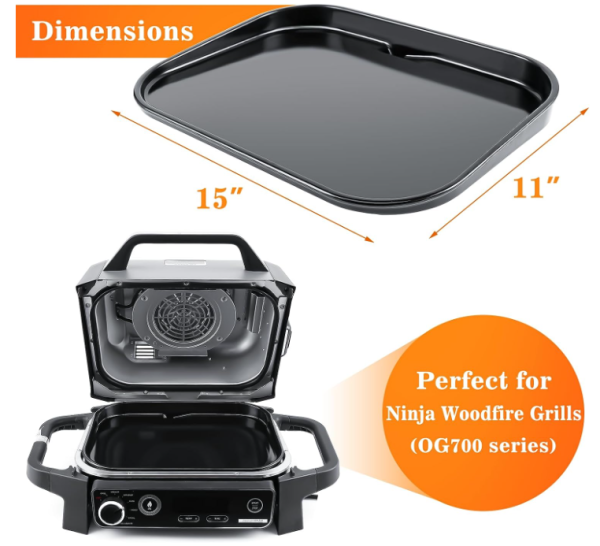 Enamel Cast Iron Griddle for Ninja XSKGRDPLT Woodfire Grills OG700 Series, Outdoor Flat Top Griddle Plate with Oil Hole For Discount - Image 2
