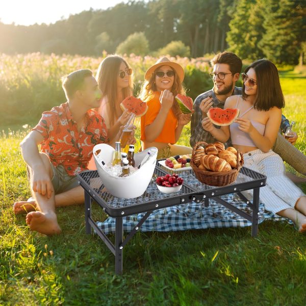 Portable Folding Grill Table with Adjustable Height & Mesh Desktop, Lightweight Camping Table for BBQ, Picnic, Beach, Outdoor & Indoor Use Online Hot Sale - Image 2