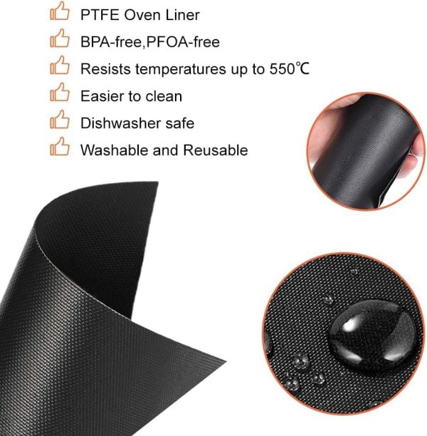 Oven Liners for Bottom of Oven for Emeril Lagasse 26 QT Extra Large Air Fryer, 4 PCS Non-Stick Baking Mat Teflon Mats Oven Liner for Electric Gas Oven Fashion - Image 3