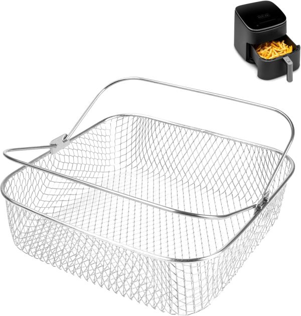 Square Air Fryer Basket for 5.8QT 6QT COSORI Air Fryer, 304 Stainless Steel Mesh Basket for 6QT Instant Vortex Air Fryer Online now