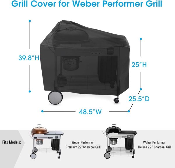 7152 Grill Cover for Weber Performer Premium, Deluxe, One Touch 22.5  Charcoal Grills, 48.5  W x 25.5  D x 40  H For Discount - Image 2