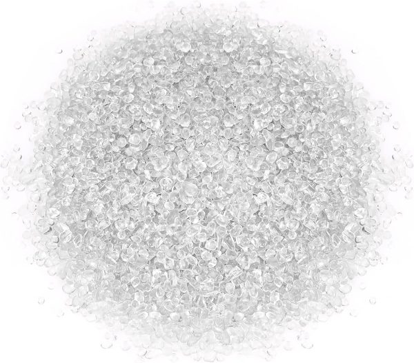 2 Lbs Jar 3-6mm Clear White Round Crushed Fire Pit Glass Glitter Glass Pebbles Gravel Stone for Crafts Resin Art, Garden Decoration, Fireplace Supply