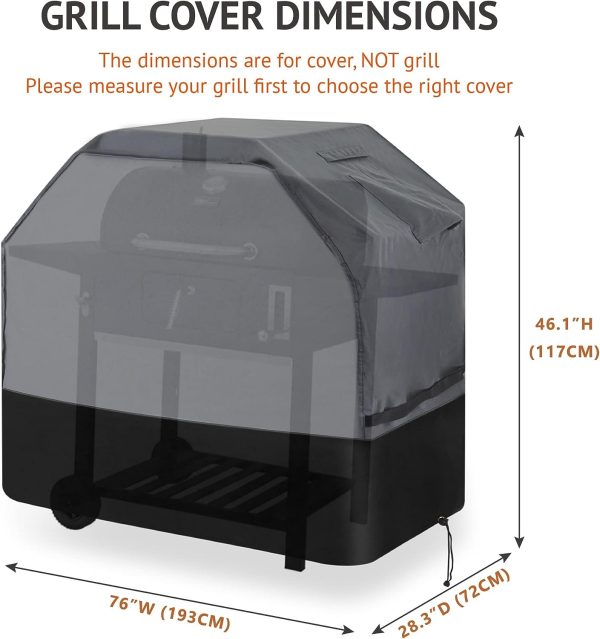 Large Grill Cover 76   W x 28.3  D x 46.1  H fits for Napoleon P665, P665NSS, P665NK, P665PK, P665PSS, PRESTIGE 665 Grills Online Hot Sale - Image 2