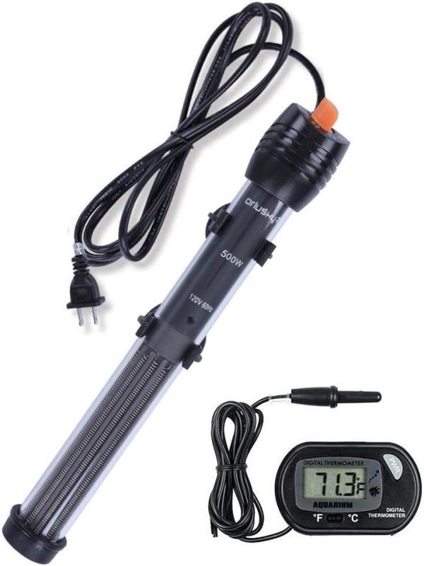 Submersible Fish Aquarium Heater, 500W Adjustable Fish Tahk Heater with 2 Suction Cups Free Thermometer Suitable for Marine Saltwater and Freshwater For Sale