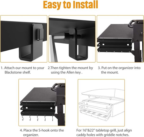 Upgraded Griddle Caddy Space Saving BBQ Accessories Storage Box for 17  , 22  , 28  and 36  Blackstone Flat Top Griddle Grills Online - Image 4