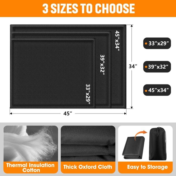 Black 33  W x 29  H Magnetic Adjustable Fireplace Cover Blocker Blanket Stops Overnight Heat Loss, Draft Stopper Save Energy, Fireplace Insulation Supply - Image 2