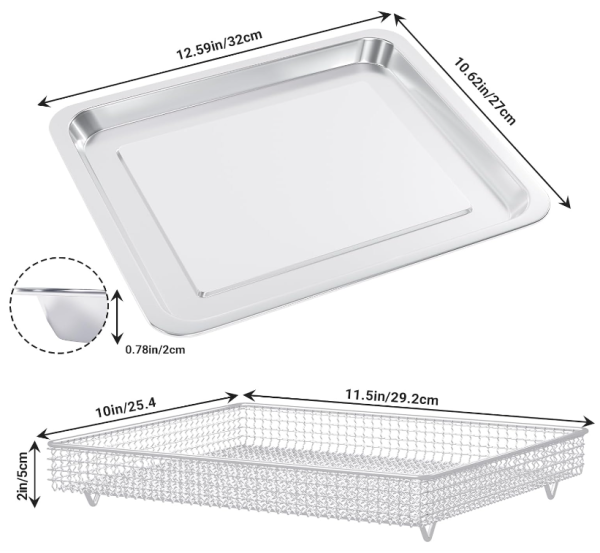 Stainless Steel Baking Tray Pan and Air Fryer Basket for Cuisinart Airfryer TOA-060 and TOA-065 For Discount - Image 2