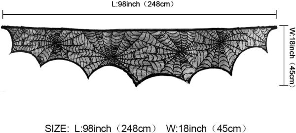 18  x 96  Fireplace Mantel Decoration Black Lace Spiderweb Scarf Cover Halloween Decoration Festive Party Supplies Hot on Sale - Image 2
