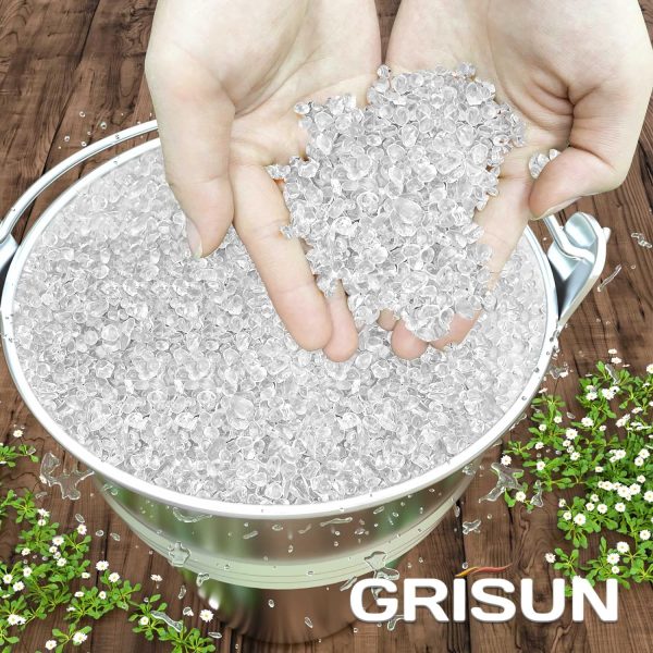 2 Lbs Jar 3-6mm Clear White Round Crushed Fire Pit Glass Glitter Glass Pebbles Gravel Stone for Crafts Resin Art, Garden Decoration, Fireplace Supply - Image 3