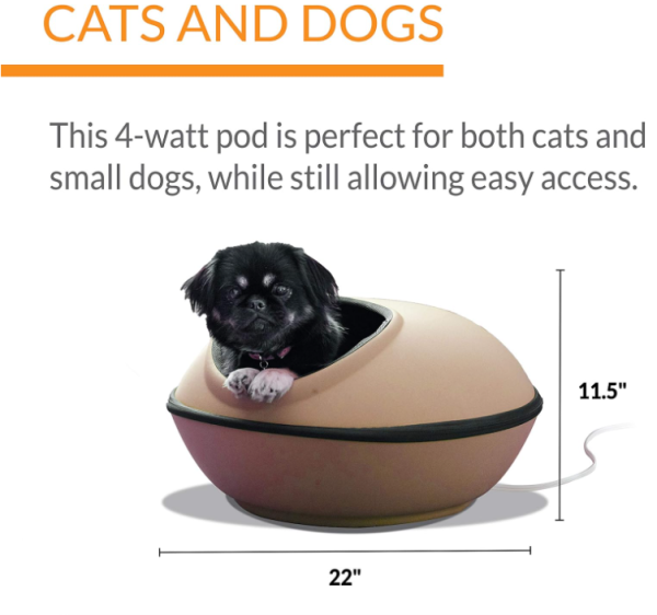 Thermo Kitty Mod Dream Pod Heated Cat Bed for Large Cats, Indoor Heated Cat Cave, Thermal Cat Mat Hideaway for Small Large Cats and Kittens 22 Inches Online Hot Sale - Image 2
