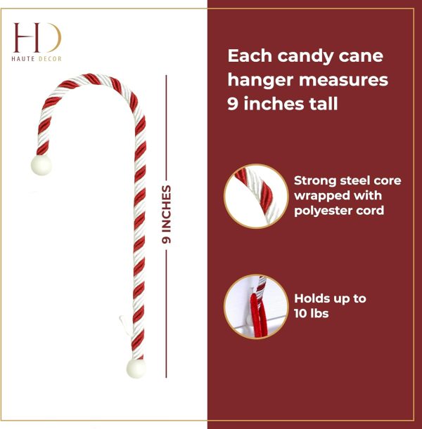 4-Pack Candy Cane Stocking Holder, Lightweight Christmas Stocking Hanger Fireplace Mantel Decorations, Holds up to 10 pounds Supply - Image 2