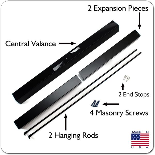 36-48 Inch Antique Bronze Adjustable Rod and Valance Kit for Masonry Fireplace Spark Screens Supply - Image 5