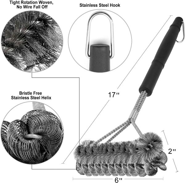 Grill Brush Bristle Free & Wire Combined BBQ Brush, Safe & Efficient Grill Cleaning Brush, 17  Grill Cleaner Brush for Grill Grates, BBQ Accessories For Sale - Image 2