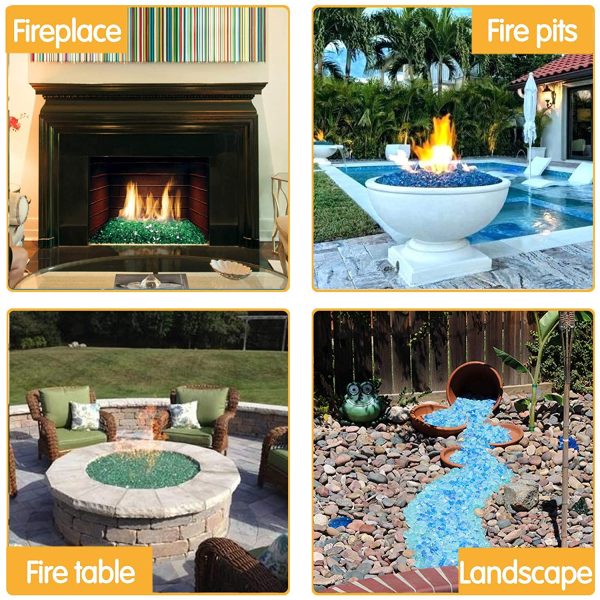 1 2   Patio Heaters Fire Glass Beads White Black Copper Reflective Tempered Fire Rocks Beads for Fire Pit, Fireplace and Fire Bowl Supply - Image 5