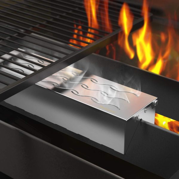 Stainless Steel Double V-shape Wood Chip BBQ Smoker Box with Hinged Lid for Charcoal & Propane Gas Grill, 12.5 L x 3.3 W x 2.5 H Supply - Image 5