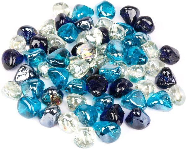 Fire Glass Diamonds Luster Reflective Tempered Rocks for Fire Pit, 10 Pounds 1 Inch for Natural or Propane Fireplace For Sale