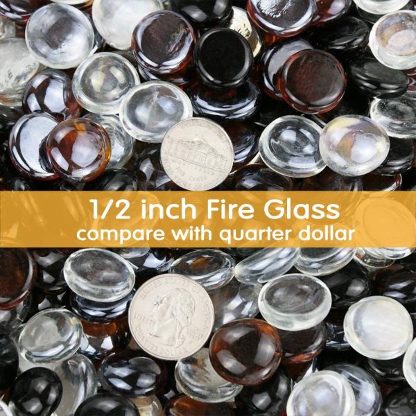 1 2   Patio Heaters Fire Glass Beads White Black Copper Reflective Tempered Fire Rocks Beads for Fire Pit, Fireplace and Fire Bowl Supply - Image 4