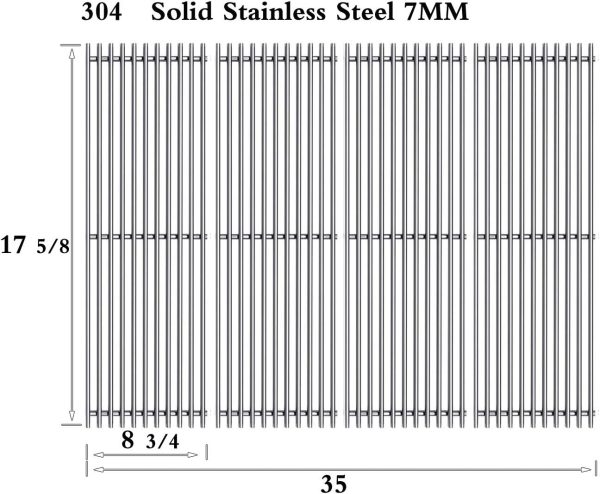 Grill Grates for Grillada GG60000-4B Grills, 4 Pcs Kit 17 5 8 x 35 Inch Hot on Sale - Image 3